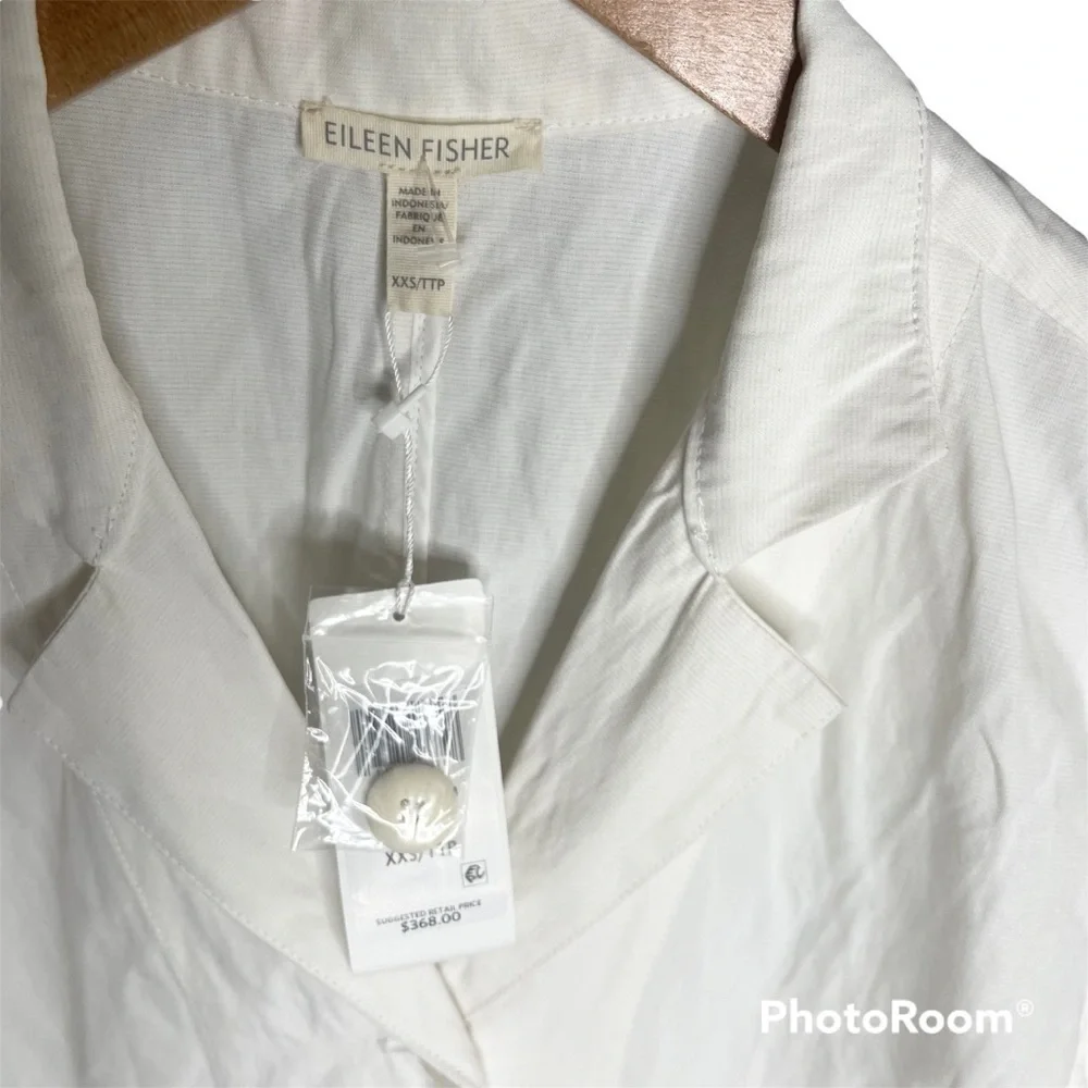 Eileen fisher NWT Organic Cotton Steel Standard Collar rumpled coat Size XXS